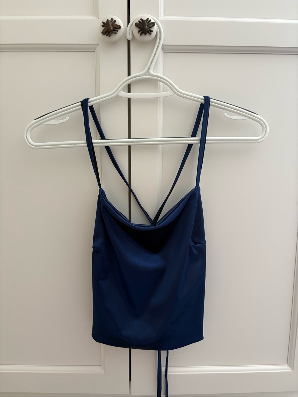 Navy Blue Cowl Neck Tank Top